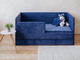 Диван-кровать Happy (синий) в Ярково - yarkovo.mebel-nsk.ru | фото