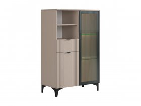 Комод 2 со стеклом Рич (кашемир/фрапучино матовый/черный) в Ярково - yarkovo.mebel-nsk.ru | фото