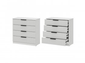 Комод 4 ящика (МДФ) Эккервуд (белый) в Ярково - yarkovo.mebel-nsk.ru | фото