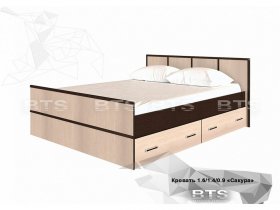 Кровать двуспальная с ящиками 1,4м Сакура (BTS) в Ярково - yarkovo.mebel-nsk.ru | фото