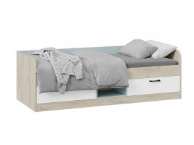 Кровать комбинированная «Оливер» Тип 1 401.003.000 (дуб крафт серый/белый/серо-голубой) в Ярково - yarkovo.mebel-nsk.ru | фото
