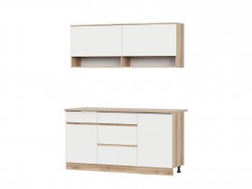 Кухонный гарнитур 1,6м Брауни (дуб делано/белый) в Ярково - yarkovo.mebel-nsk.ru | фото