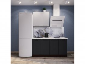 Модульная кухня Классика (белый глянец/черный) в Ярково - yarkovo.mebel-nsk.ru | фото