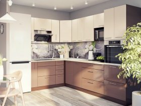 Модульная кухня Классика (ваниль/шоколад) в Ярково - yarkovo.mebel-nsk.ru | фото