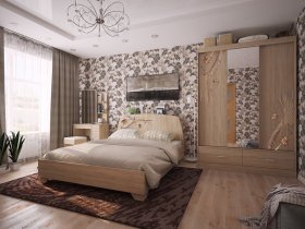 Модульная спальня Виктория-1 (дуб сонома) в Ярково - yarkovo.mebel-nsk.ru | фото
