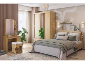 Модульная спальня Виктория-1 (дуб крафт золотой) в Ярково - yarkovo.mebel-nsk.ru | фото