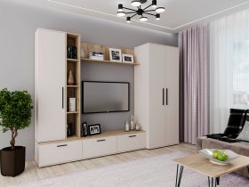 Модульная стенка Верона (сатин/дуб крафт серый) в Ярково - yarkovo.mebel-nsk.ru | фото