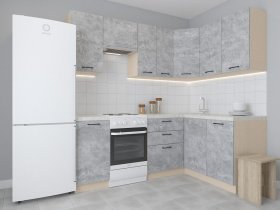 Модульная угловая кухня 1,4м*2,1м Лада (цемент) в Ярково - yarkovo.mebel-nsk.ru | фото