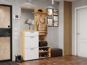 Прихожая Монтана (дуб крафт золотой/белый) в Ярково - yarkovo.mebel-nsk.ru | фото