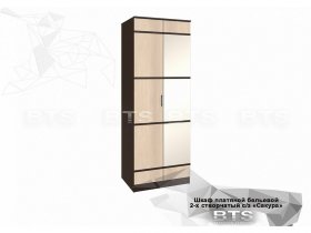 Шкаф двухстворчатый с зеркалом платяной-бельевой Сакура (BTS) в Ярково - yarkovo.mebel-nsk.ru | фото