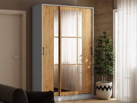 Шкаф-купе 1,4м «Стиль-2» (белый/дуб крафт золотой) в Ярково - yarkovo.mebel-nsk.ru | фото