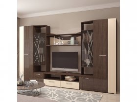 Стенка Гамма (дуб венге/дуб молочный) в Ярково - yarkovo.mebel-nsk.ru | фото