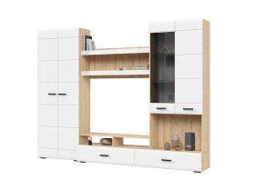Стенка ГС-01 Либерти (дуб сонома/белый глянец) в Ярково - yarkovo.mebel-nsk.ru | фото
