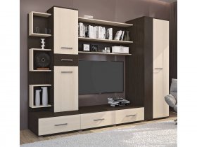 Стенка Верона (дуб венге/дуб молочный) в Ярково - yarkovo.mebel-nsk.ru | фото