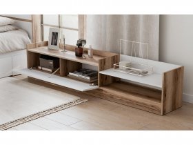 Тумба под ТВ Брауни (дуб делано/белый) в Ярково - yarkovo.mebel-nsk.ru | фото