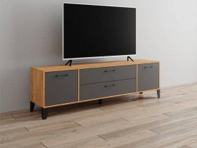Тумба под ТВ Парус-13 (дуб крафт золотой/графит серый) в Ярково - yarkovo.mebel-nsk.ru | фото